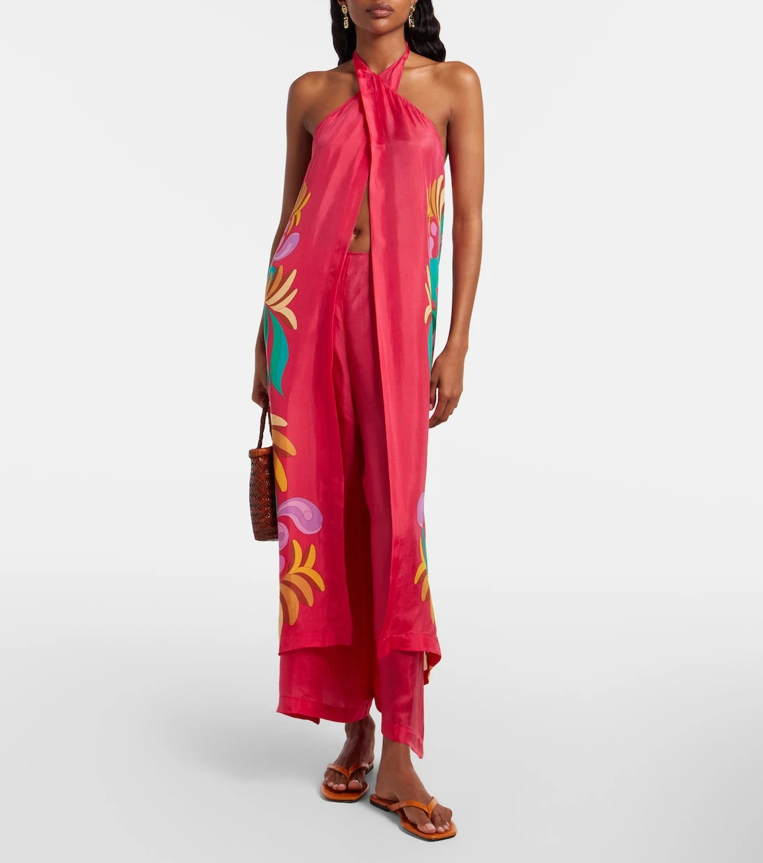 Farm Rio - Banana Queen printed halterneck jumpsuit