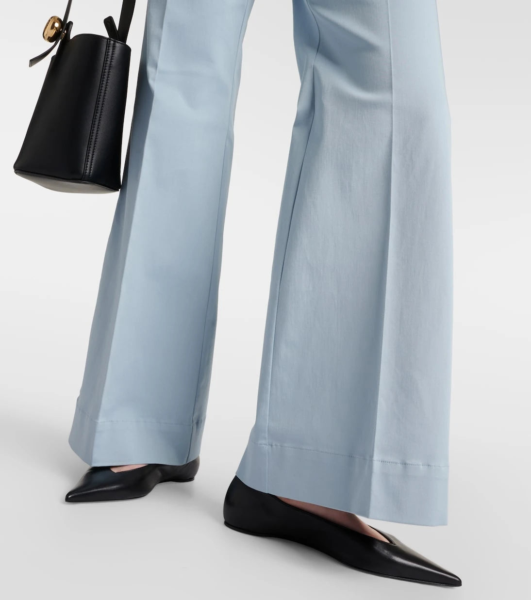 Plan C - High-rise cotton-blend flared pants