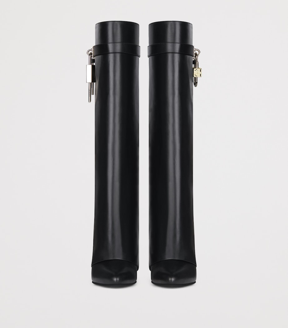 Givenchy Black Leather Shark Lock Knee-High Boots 90