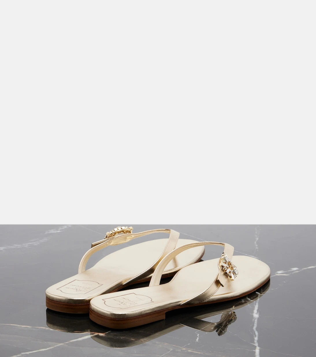 Roger Vivier - Embellished metallic leather thong sandals