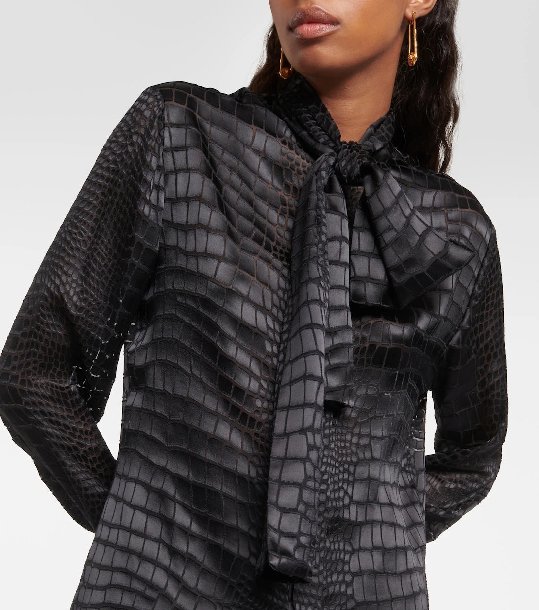 Versace - Tie-neck devoré shirt