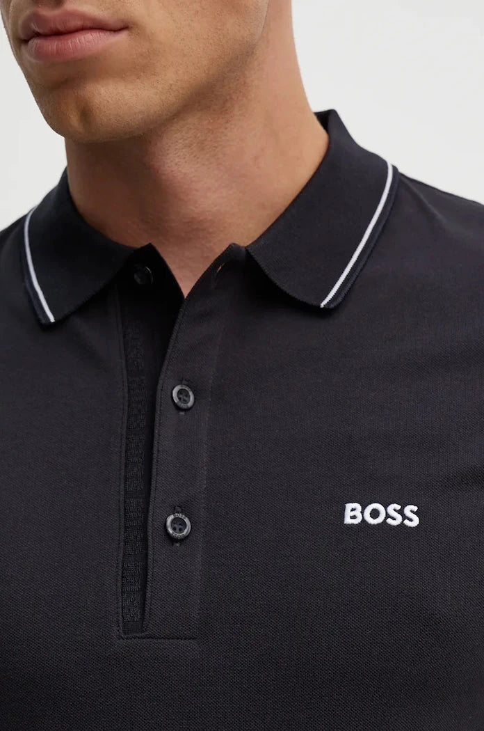 Памучна тениска с яка Boss Green Paule 4