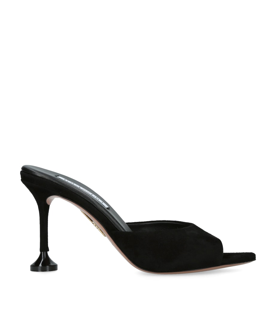 Aquazzura Black Suede Bisous Mules 85