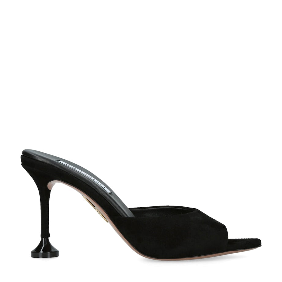 Aquazzura Black Suede Bisous Mules 85