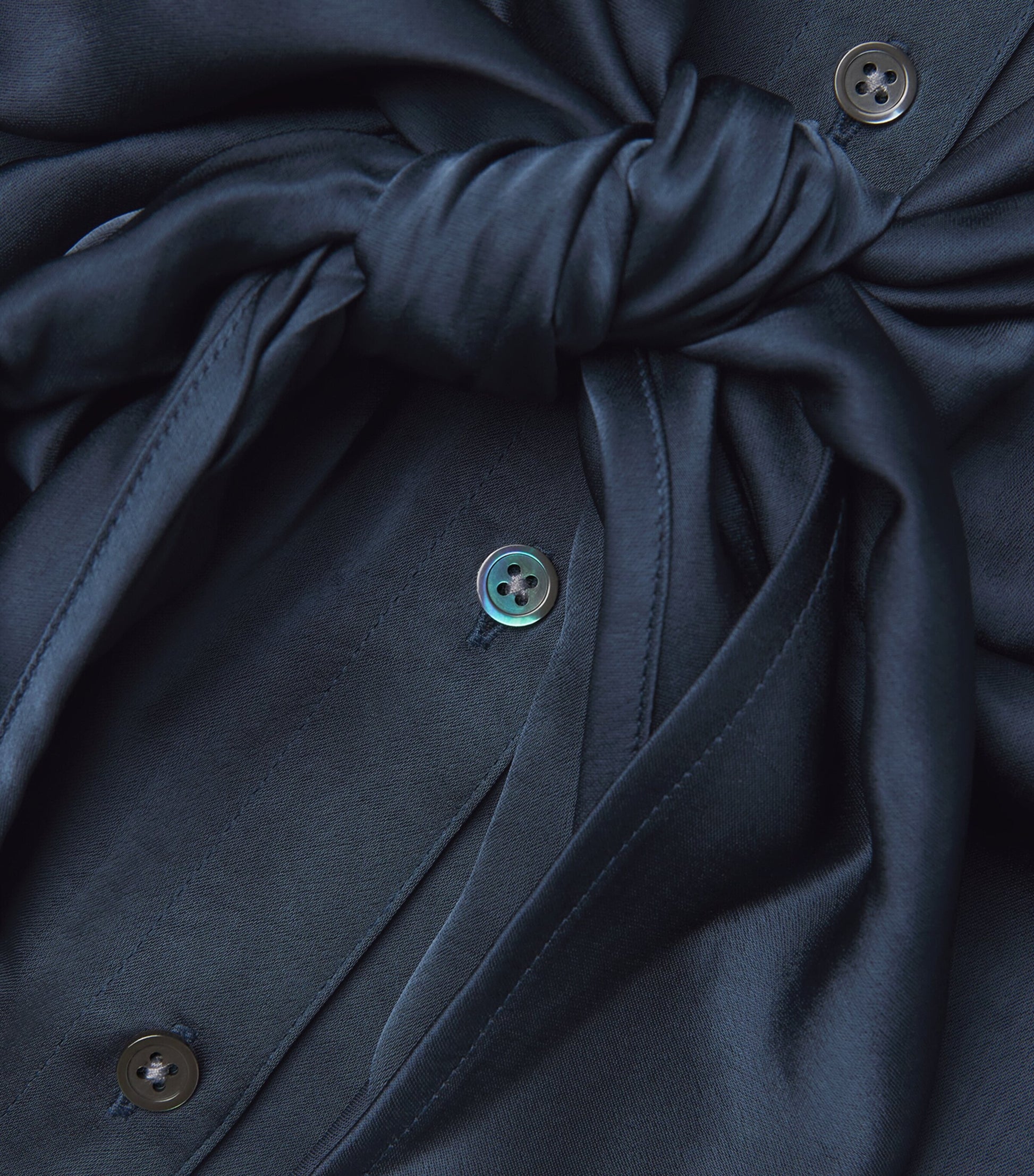 Polo Ralph Lauren Blue Satin Midi Shirt Dress