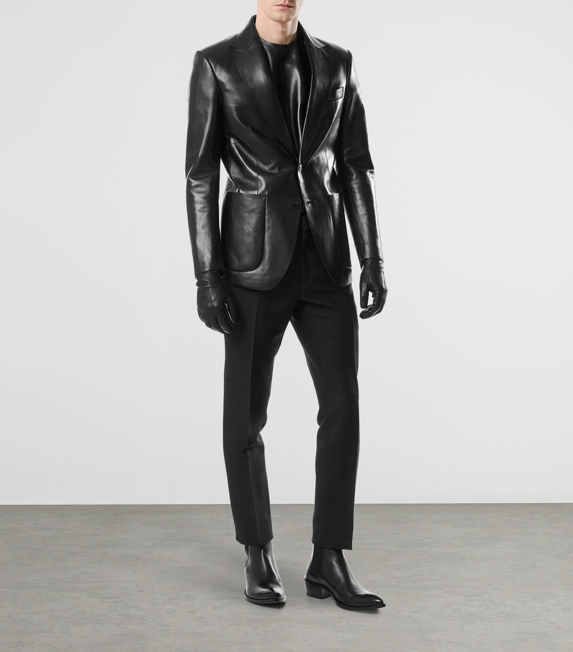 TOM FORD Black Lambskin Single-Breasted Blazer