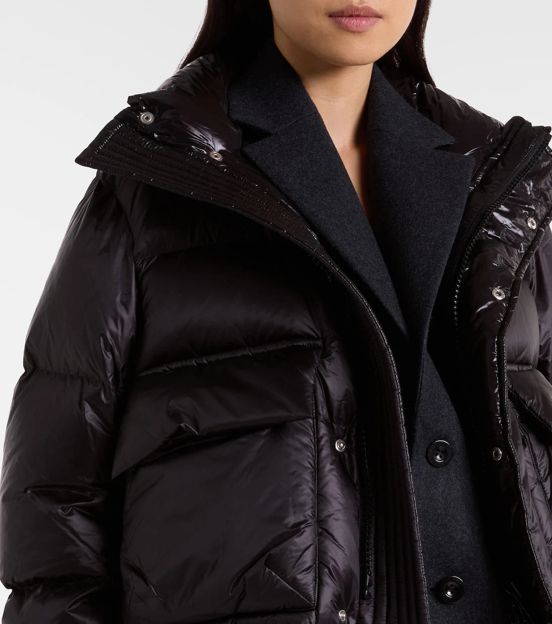 Sacai - Layered wool down jacket
