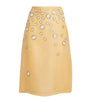 Beige Silk Mirror-Embellished Midi Skirt