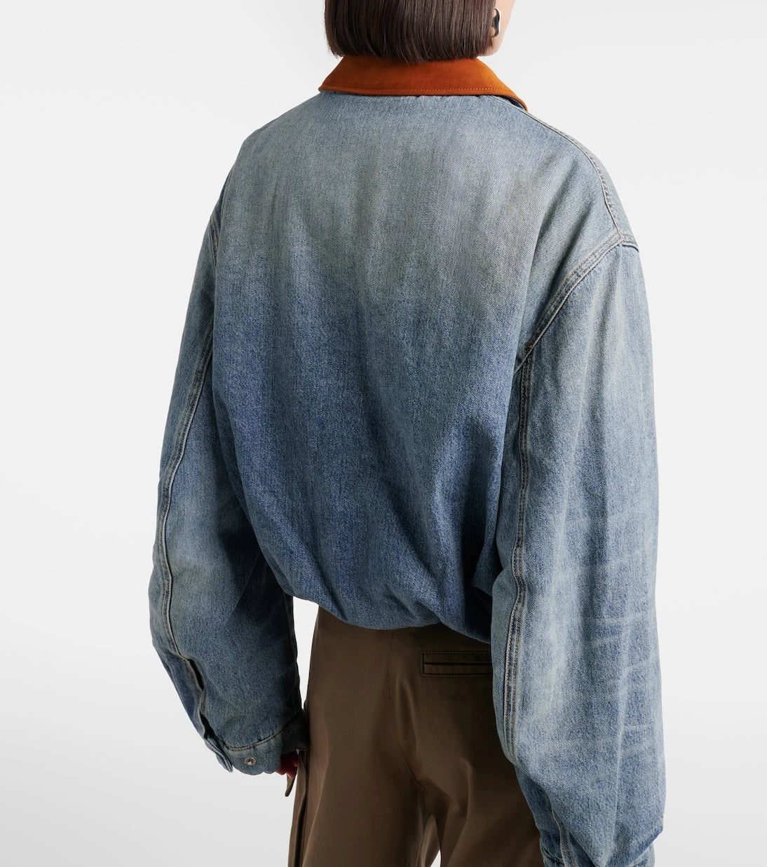 Acne Studios - Okra suede-trimmed denim blouson jacket