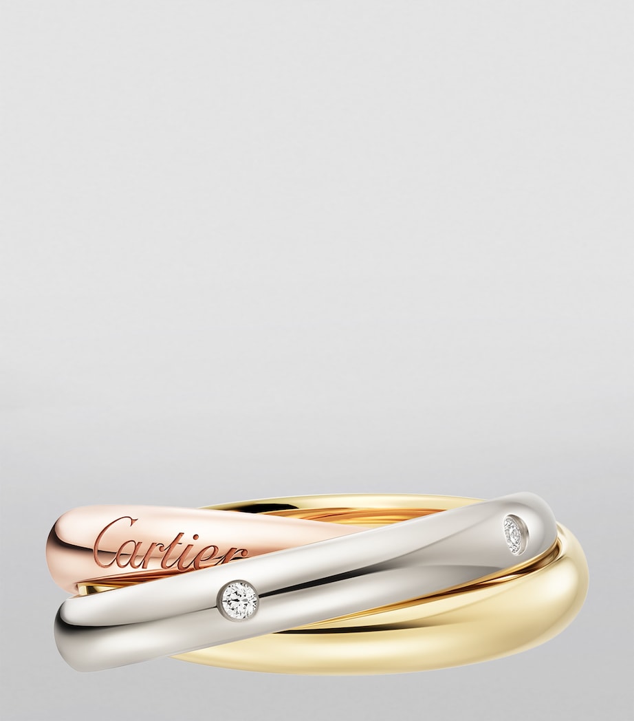 Medium White, Yellow, Rose Gold and Diamond Trinity Ring