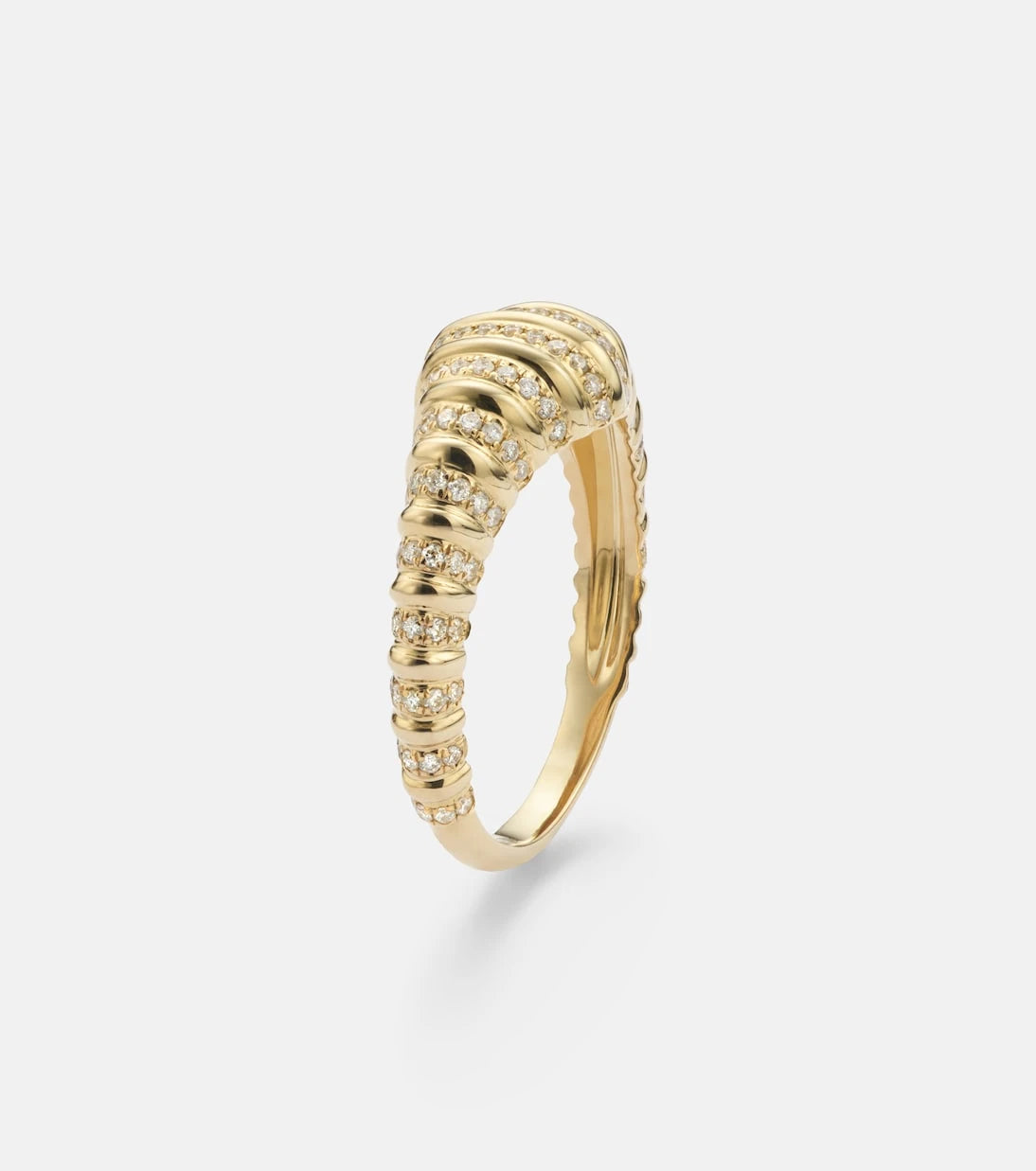 Yvonne Léon - Chevalière Nano 9kt gold ring with diamonds