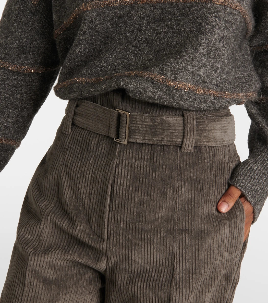 Brunello Cucinelli - High-rise cotton tapered pants