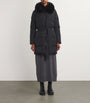 Yves Salomon Black Fur-Trim Down Coat with Mittens