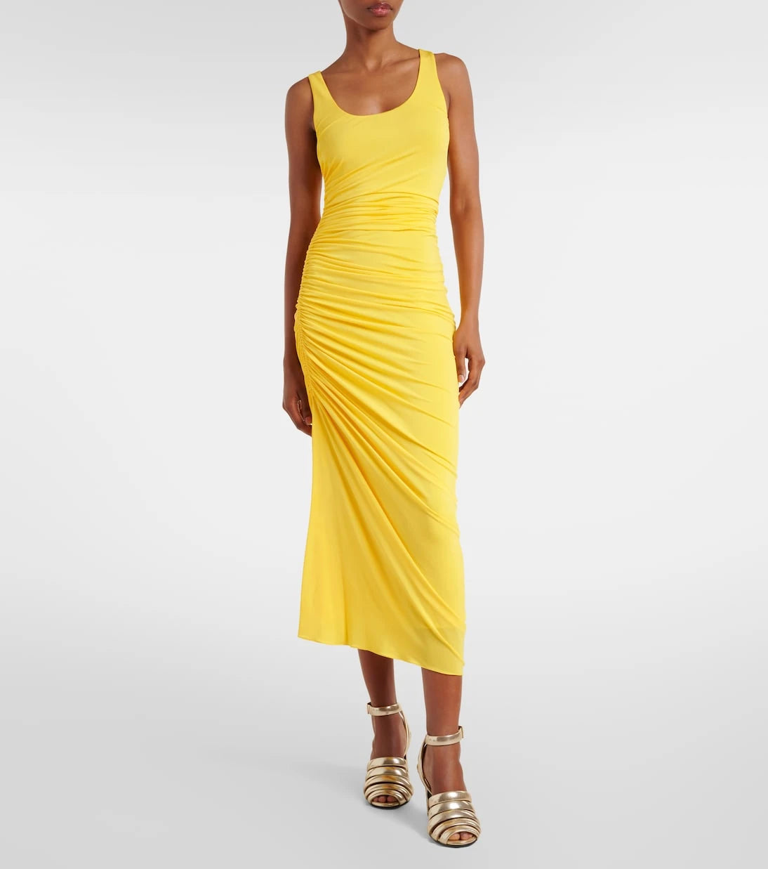 Alaïa - فستان ميدي جيرسيه مكشكش غير متماثل
