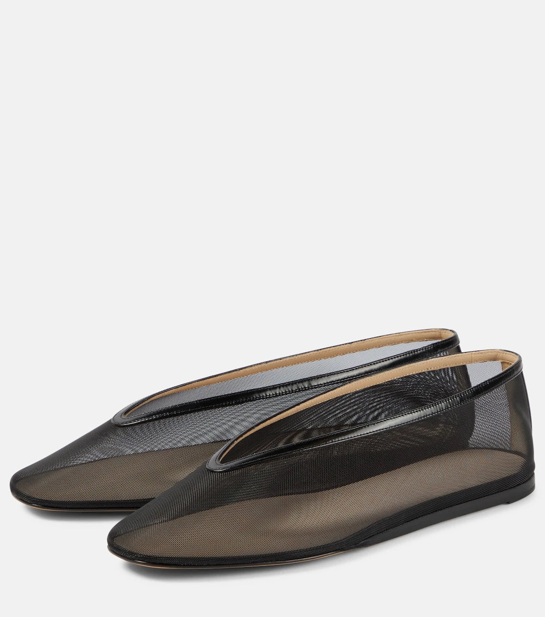Le Monde Béryl - Luna leather-trimmed mesh ballet flats