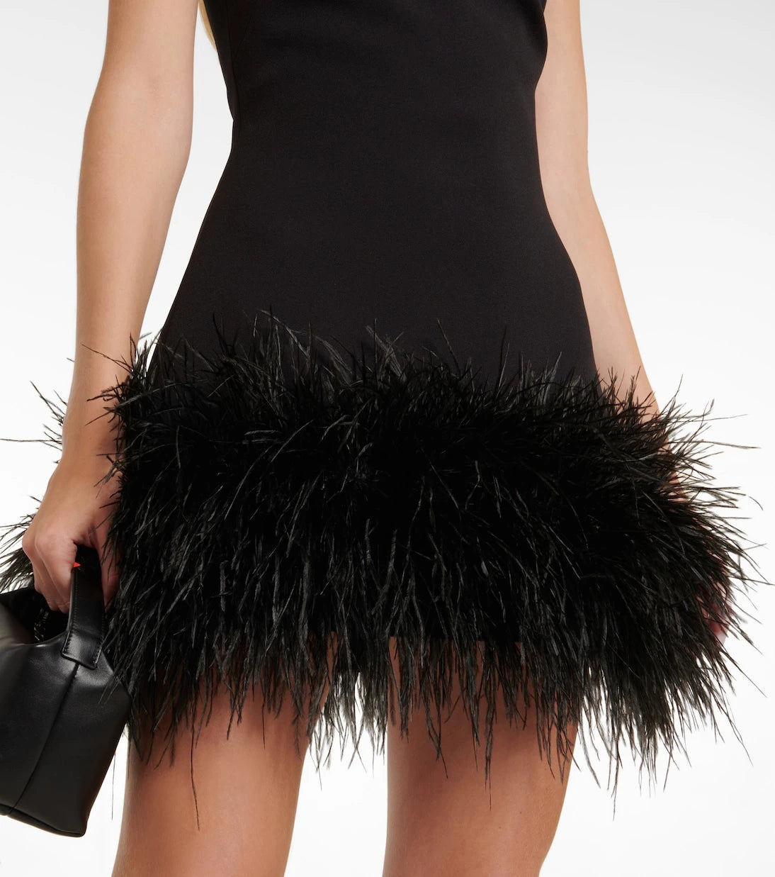Safiyaa - Strapless feather-trimmed minidress