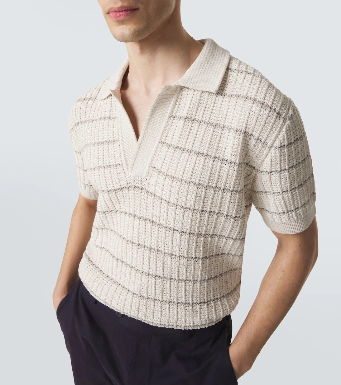 Brioni - Embroidered cotton and linen polo shirt