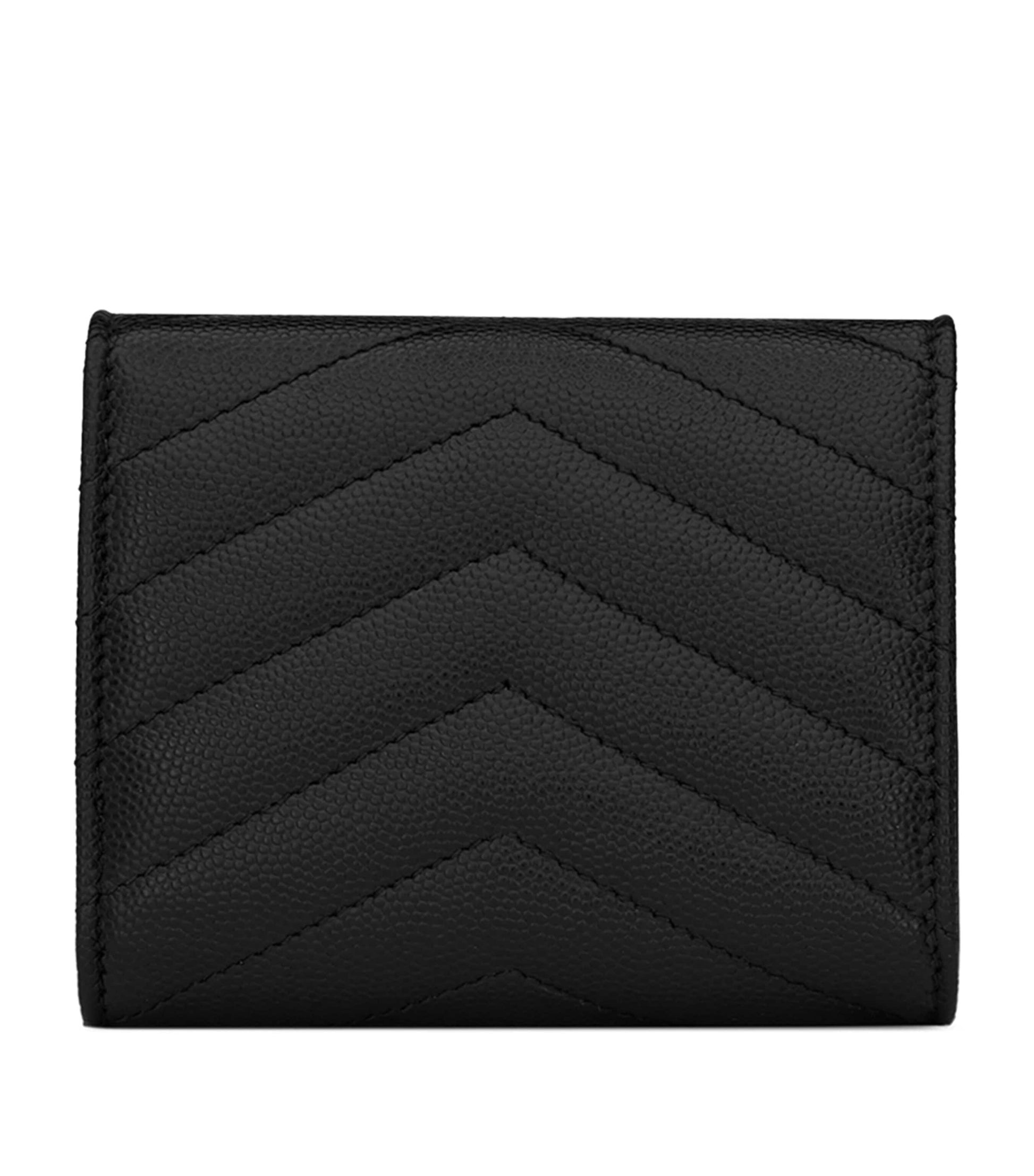 Saint Laurent Black Leather Quilted Trifold Wallet