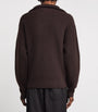 Officine Generale Brown Merino Wool Quarter-Zip Ribbed Sweater