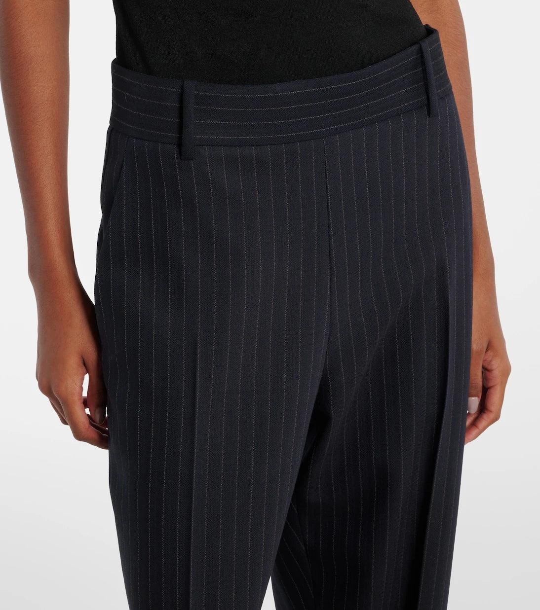 Khaite - Cambie chalkstripe high-rise straight pants