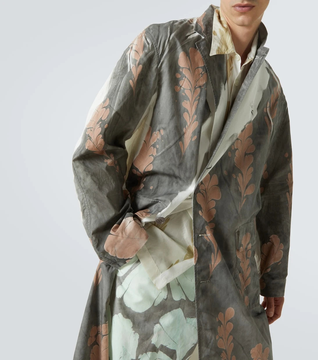 Dries Van Noten - Printed double-breasted cotton coat