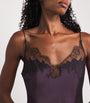 Silk Lace-Detail Long Slip Dress PRUGNE/EBENE