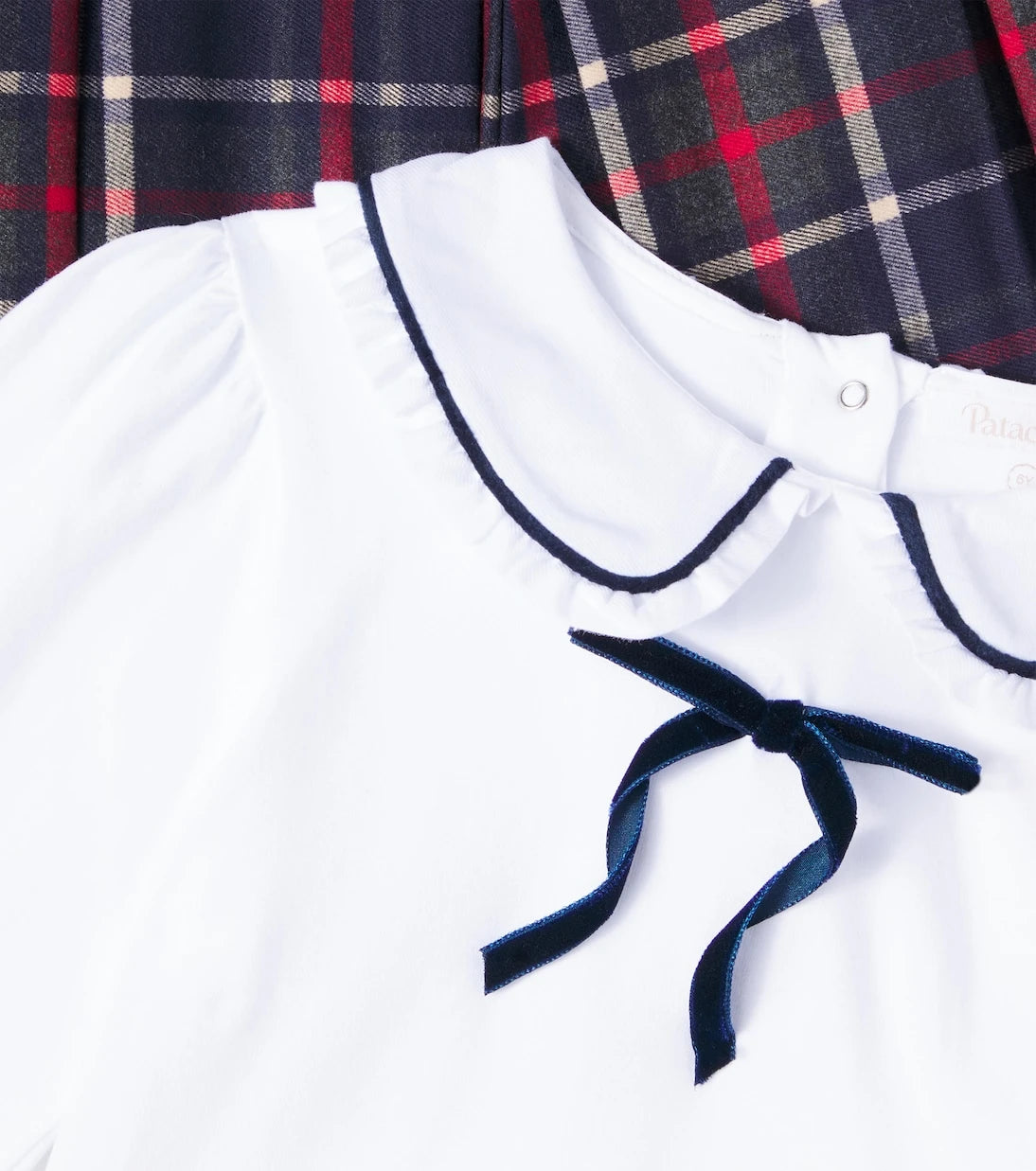 Patachou - Cotton-blend blouse and plaid shorts set