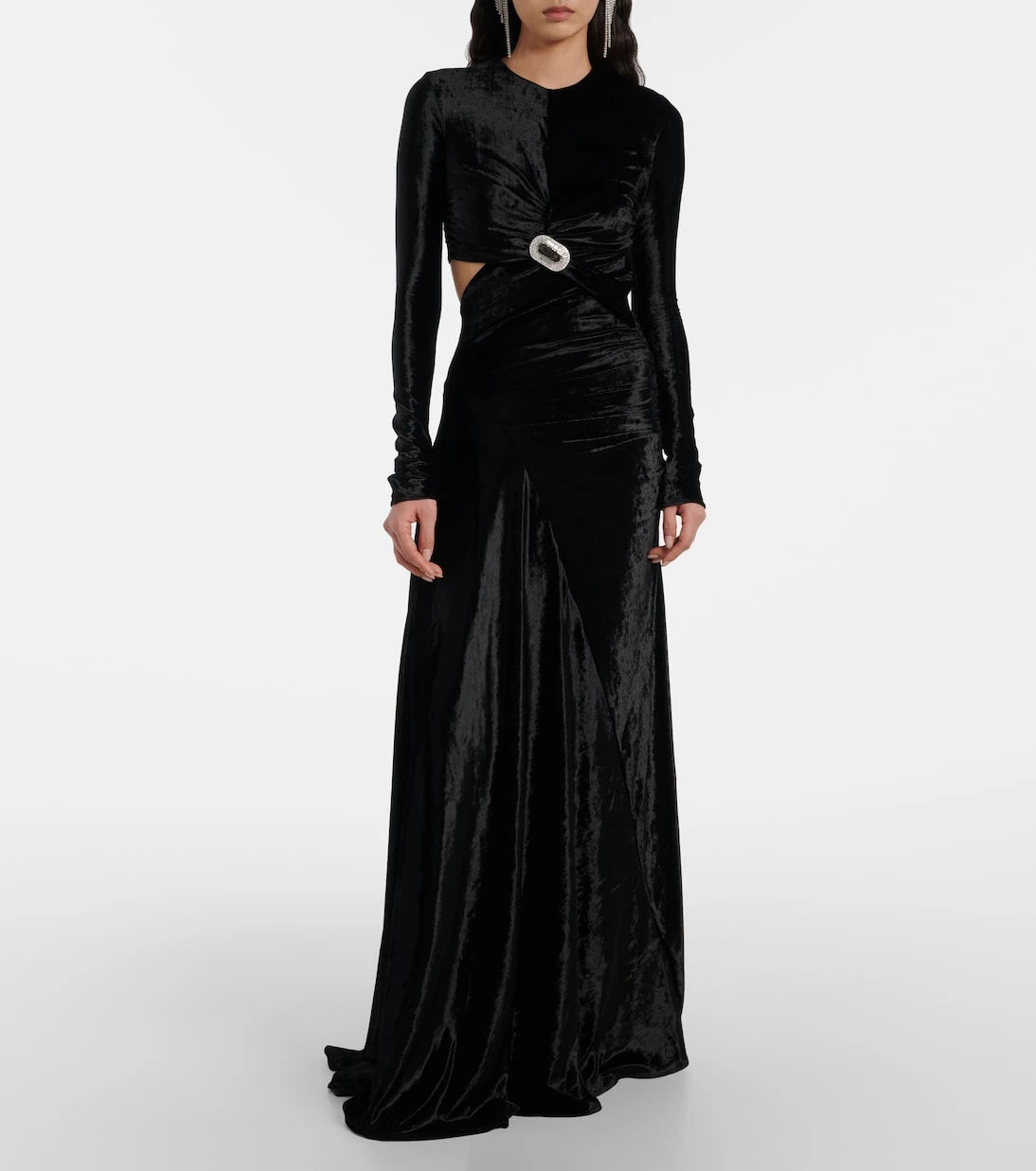Rabanne - Asymmetrical draped velvet gown