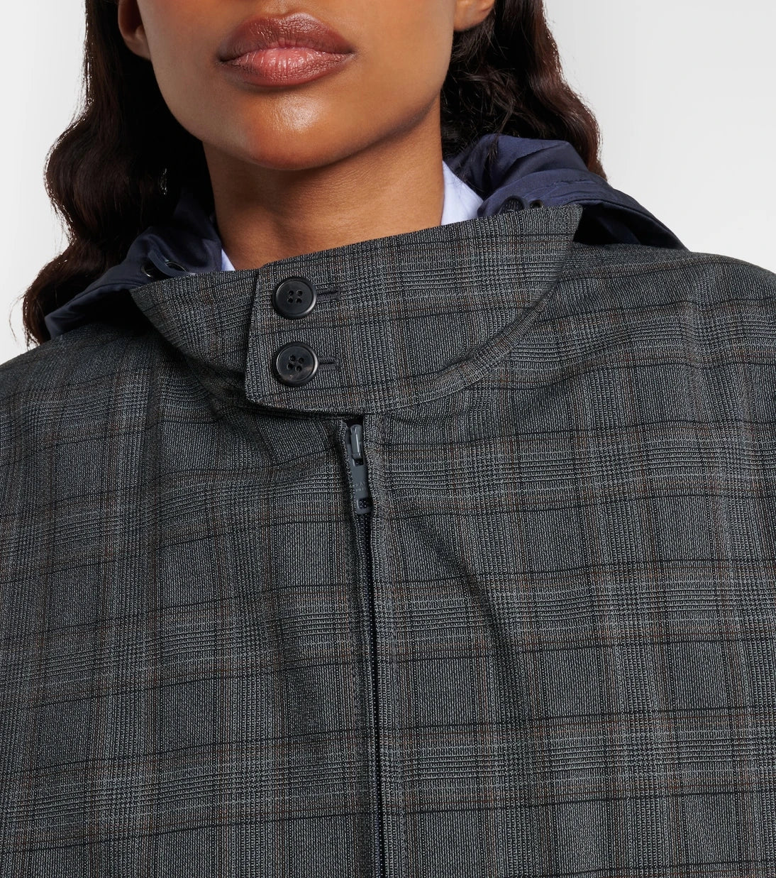 Prada - Checked hooded virgin wool jacket