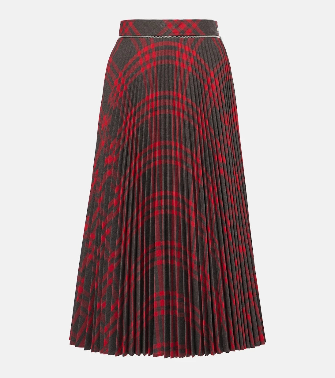 Burberry - تنورة متوسطة الطول بليسيه كاروهات بيربيري