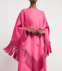 Fringed Bohemian Kaftan Maxi Dress ORCHID PINK