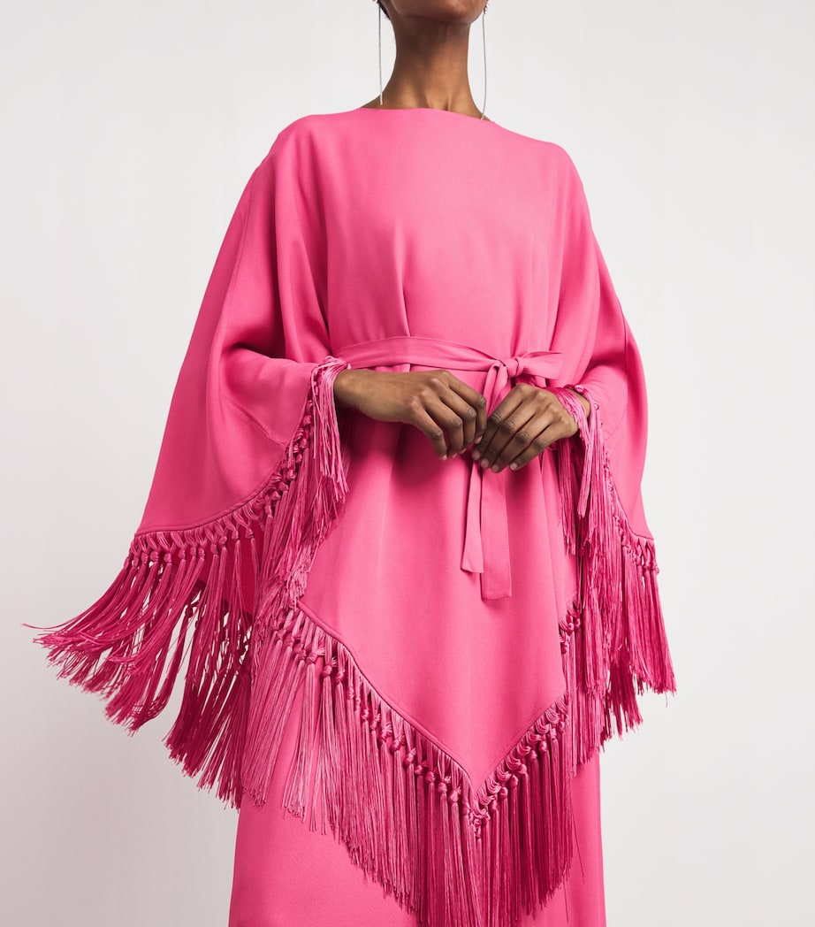 Fringed Bohemian Kaftan Maxi Dress ORCHID PINK