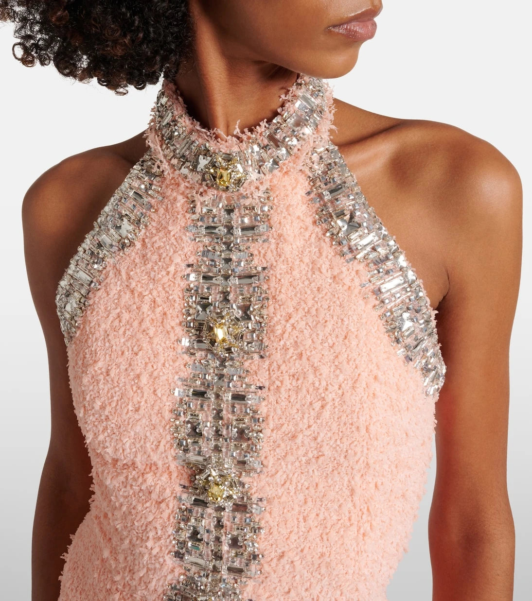 Balmain - Embellished halterneck minidress