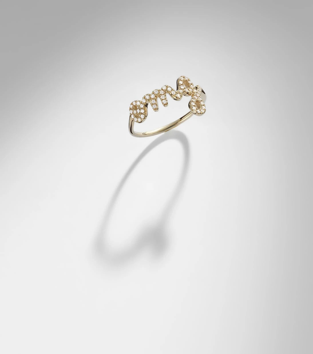 Sydney Evan - Omg Script 14kt gold ring with diamonds