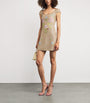Clio Peppiatt Beige Embellished Marie Mini Dress