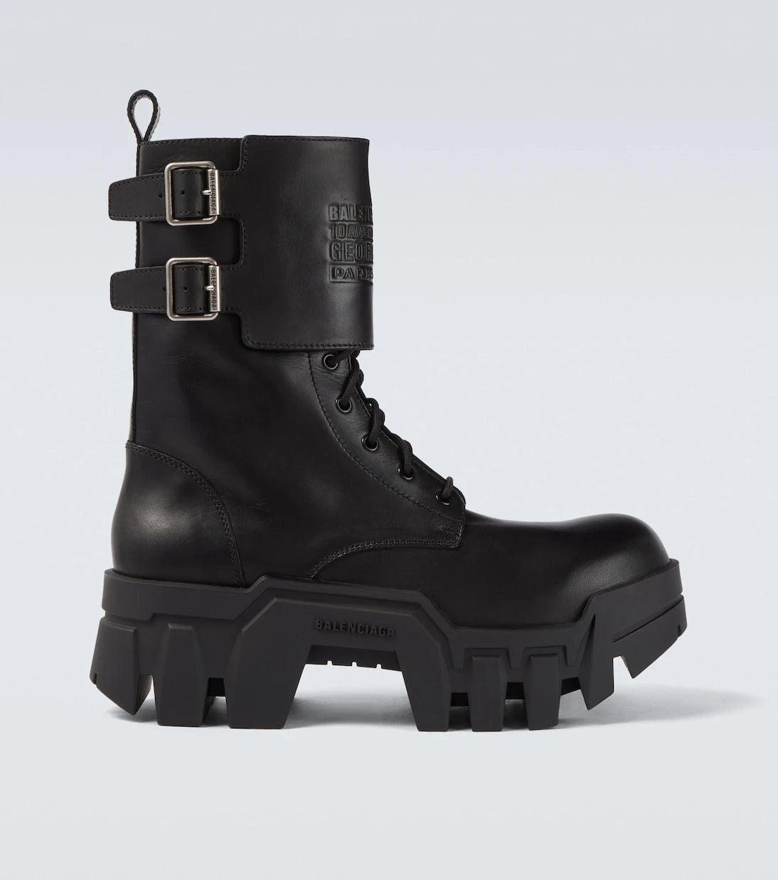 Balenciaga - حذاء قتالي جلد منقوش "بولدوزر"