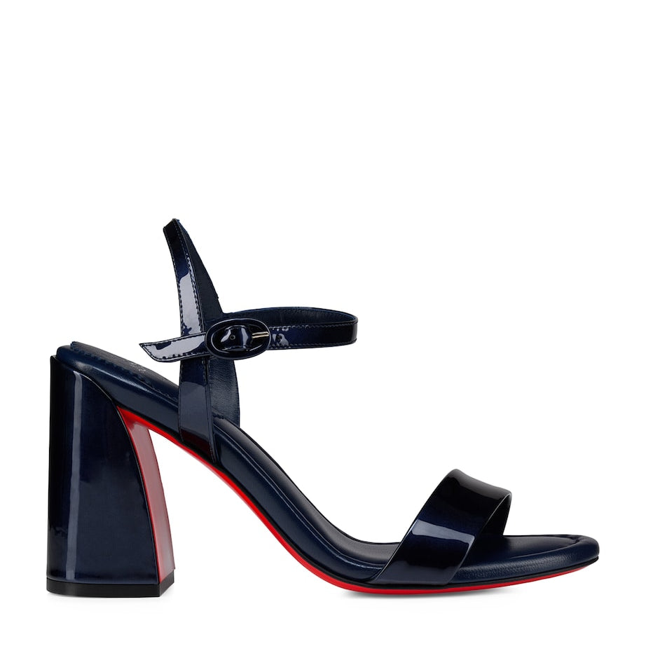 Christian Louboutin Navy Miss Jane Patent Leather Heeled Sandals 85