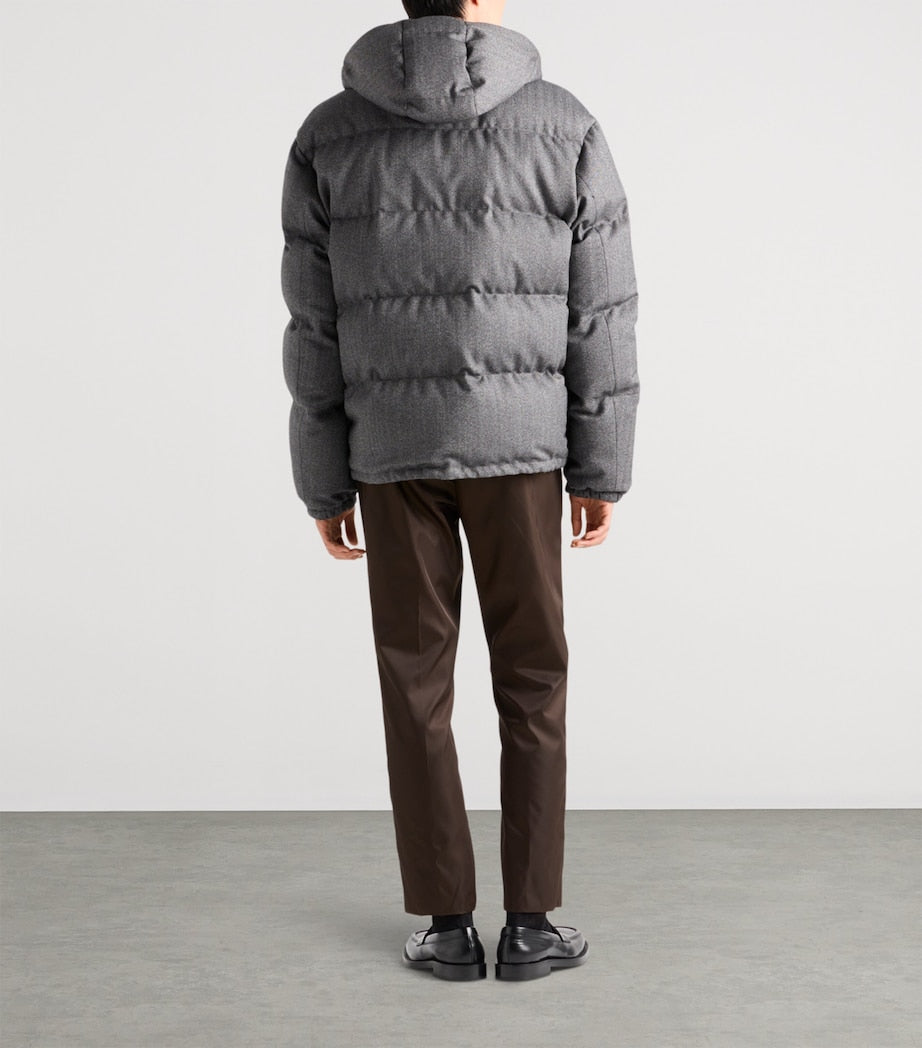 Prada Grey Wool Fleece Puffer Jacket