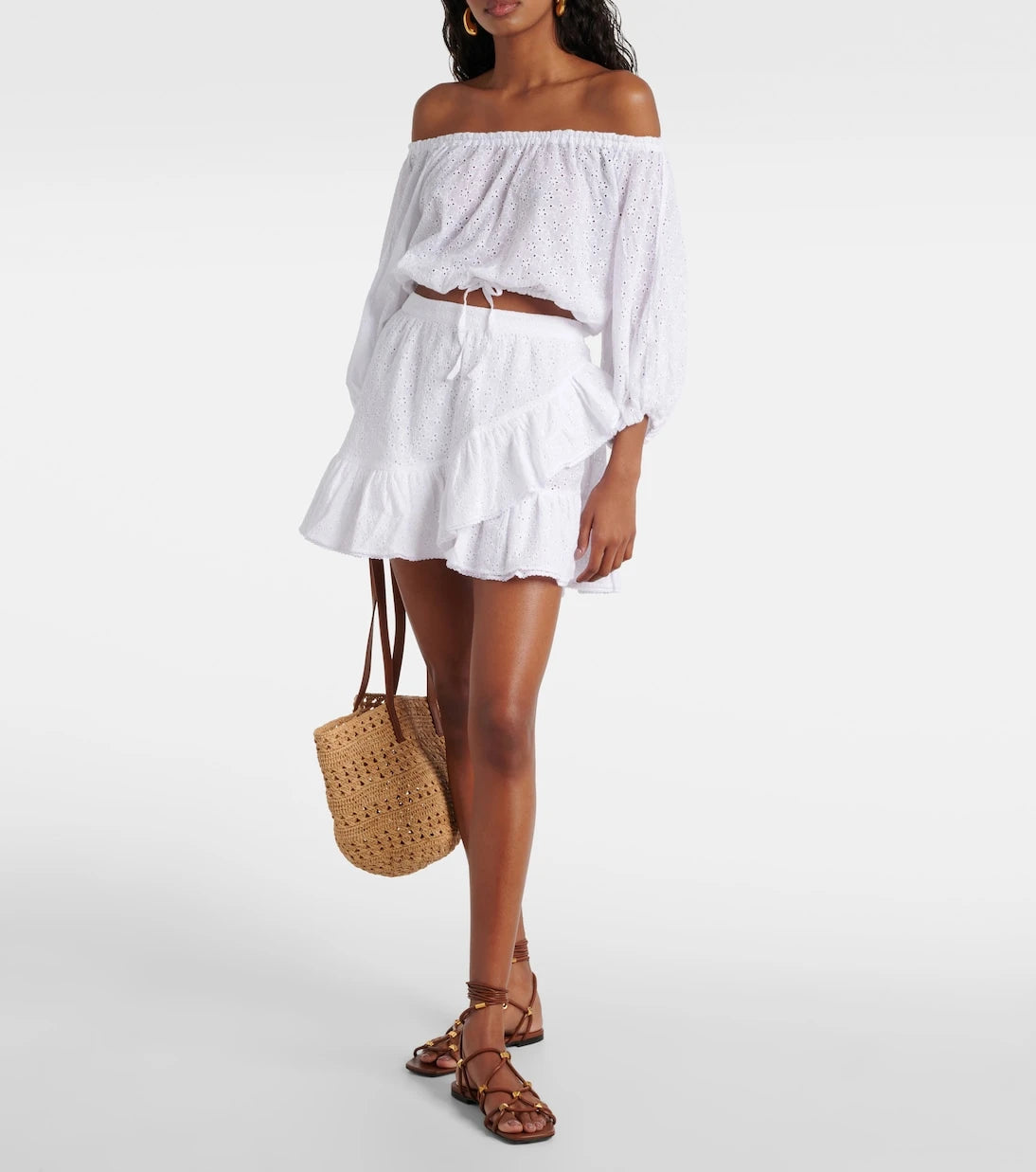 Poupette St Barth - Bova broderie anglaise cotton miniskirt
