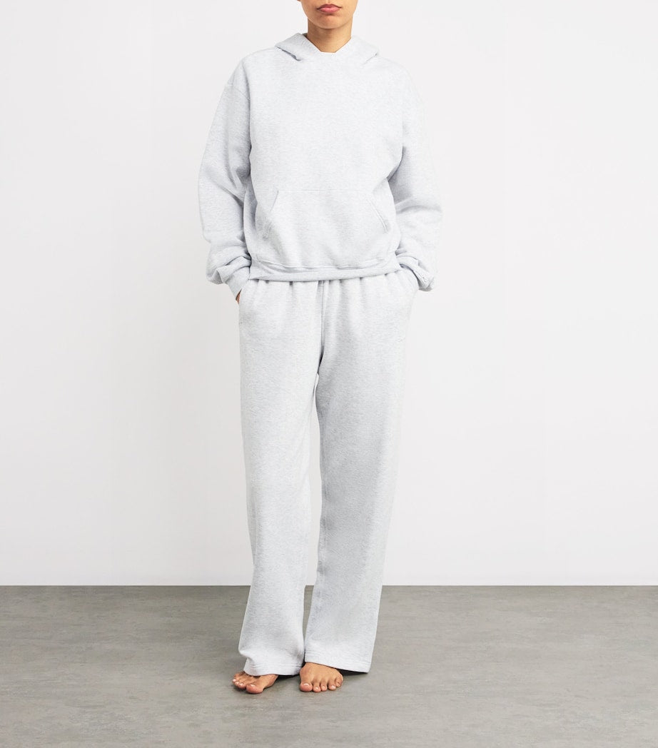 Skims Grey Cotton-Blend Fleece Straight Sweatpants