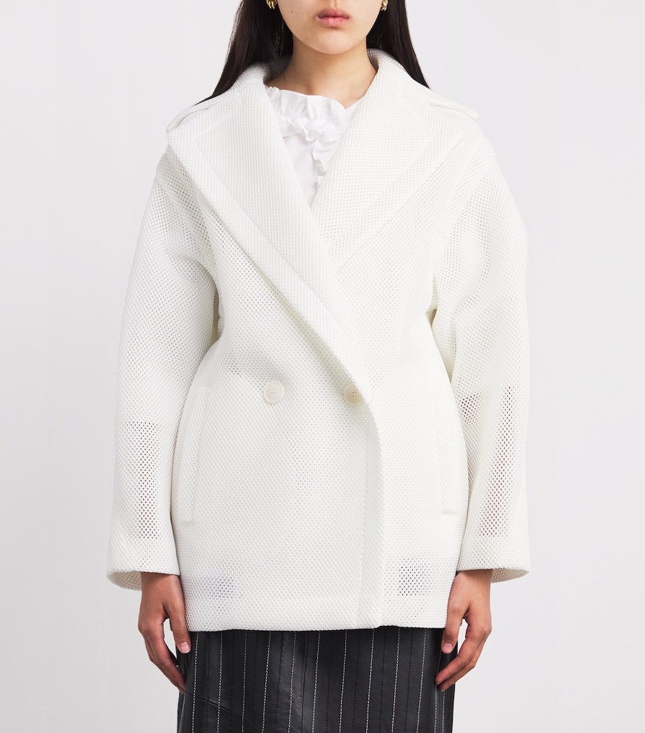 Max Mara White Mesh Teddy Bear Coat