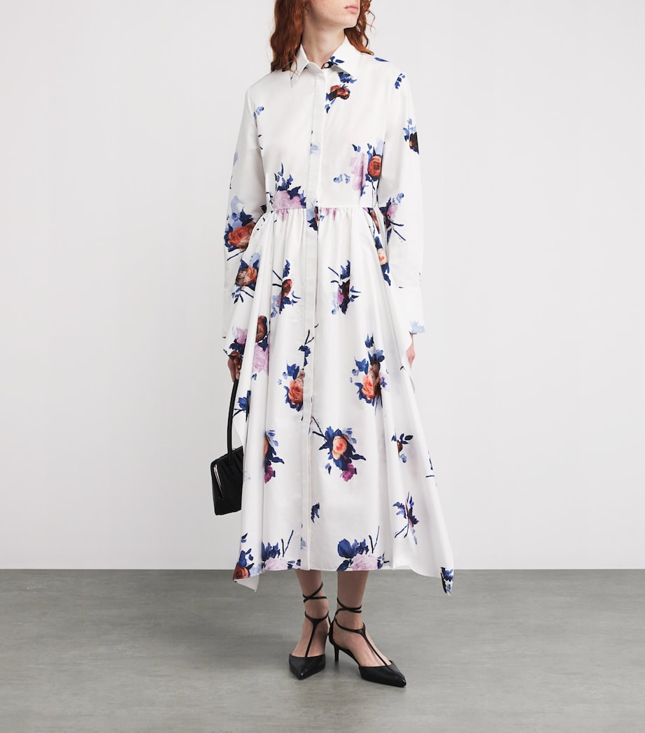 Floral Print Midi Shirt Dress