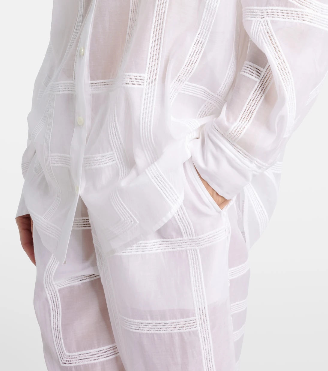 Toteme - Embroidered cotton and silk voile shirt