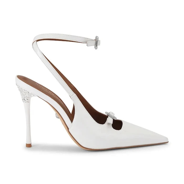 Kurt Geiger London обувки с ток от кожа Buckle Point Court White