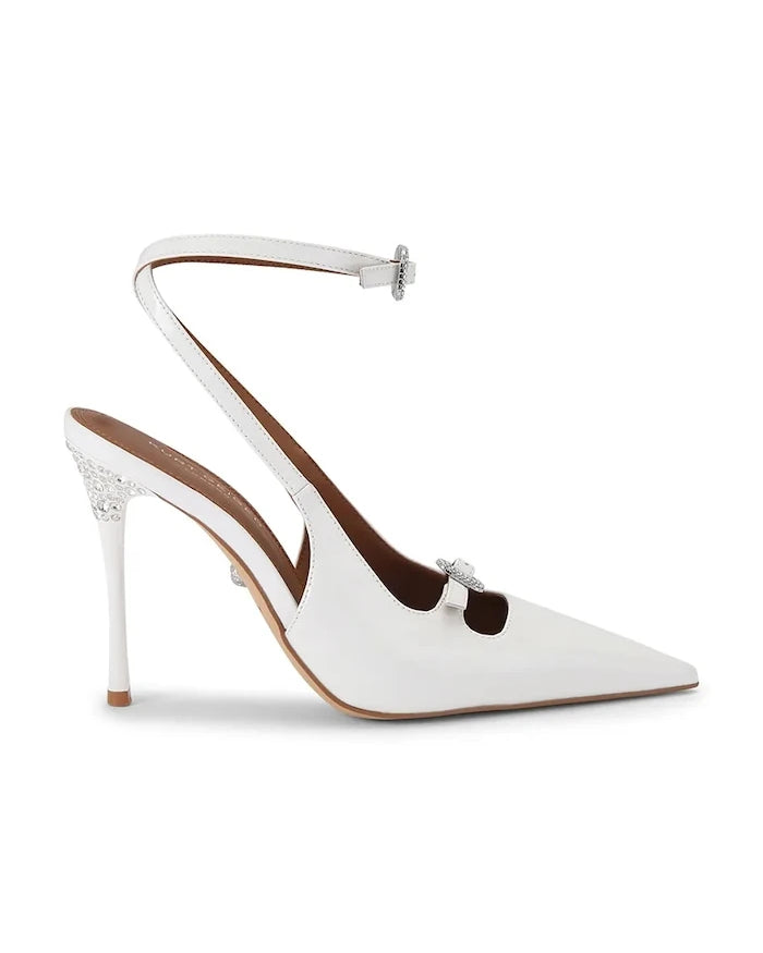 Kurt Geiger London Buckle Point Court Beyaz Deri Topuklu Ayakkabı