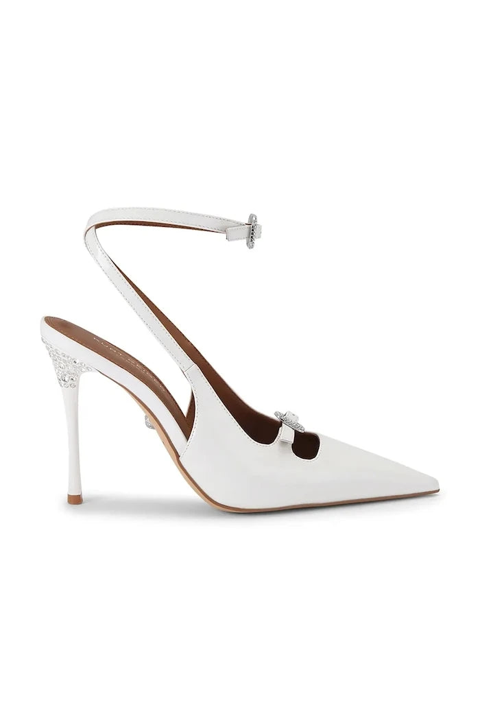 Kurt Geiger London Buckle Point Court Beyaz Deri Topuklu Ayakkabı