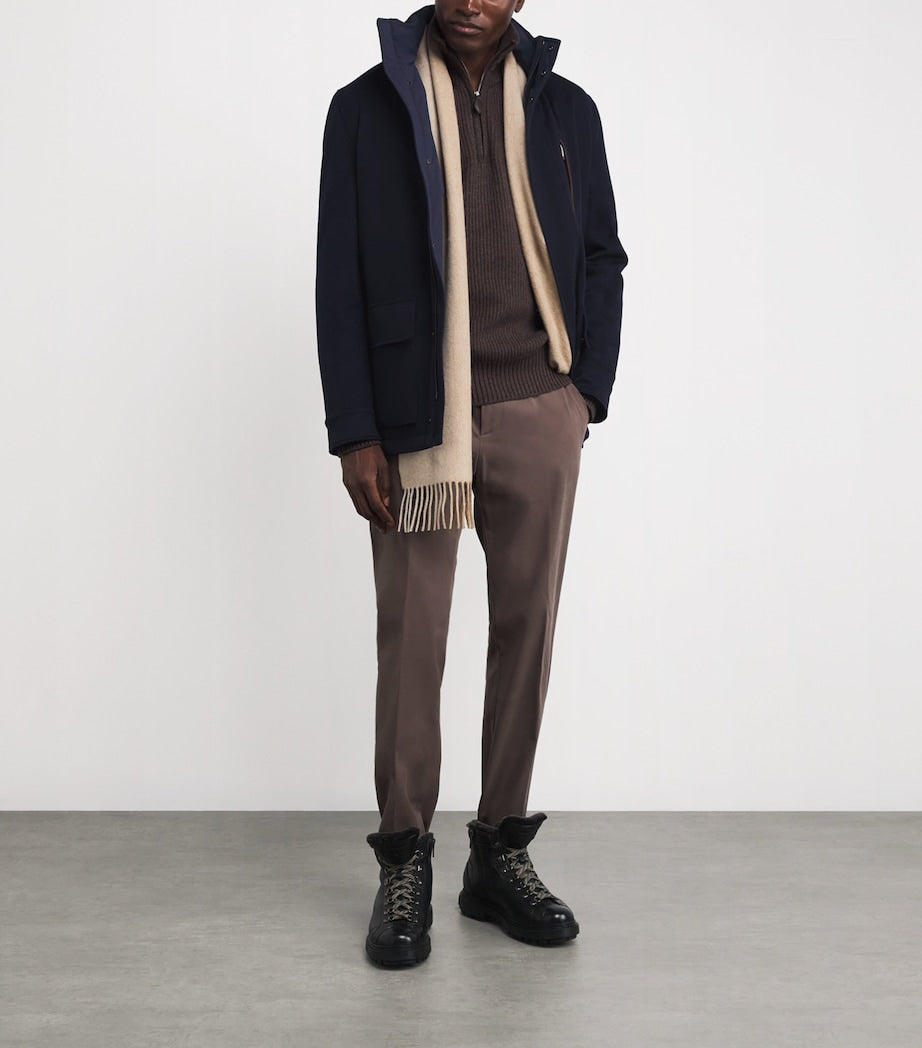 Paul & Shark Navy Cashmere Padded Hybrid Coat