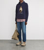Blue Cotton-Blend Polo Bear Hoodie