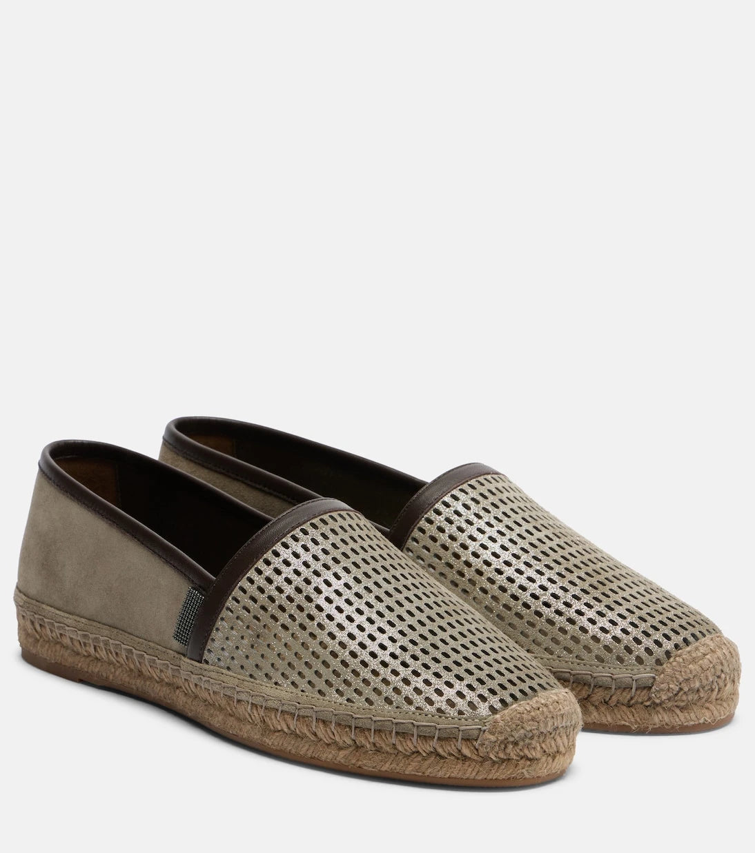 Brunello Cucinelli - Perforated leather and suede espadrilles