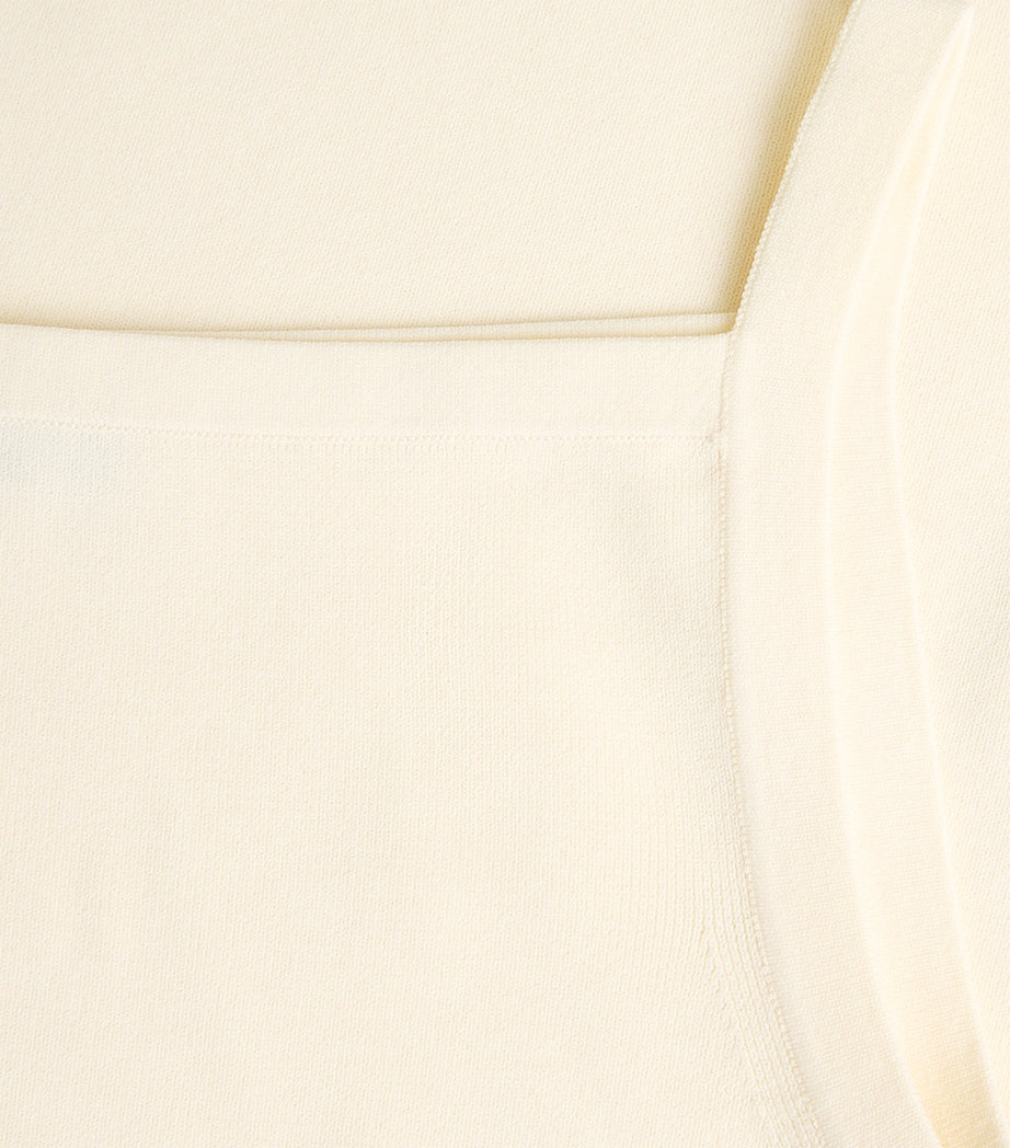 Ivory Knitted Square-Neck Dress